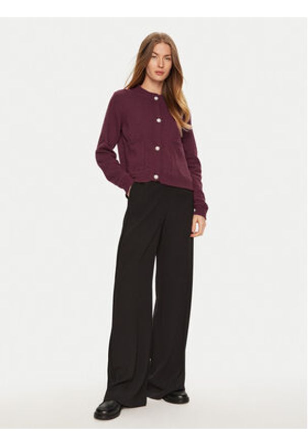 ViCOLO Kardigan 77100S Bordowy Regular Fit. Kolor: czerwony. Materiał: wiskoza