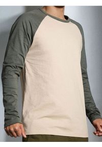Sinsay - Bawełniana koszulka longsleeve - beżowy. Kolor: beżowy. Materiał: bawełna. Długość rękawa: długi rękaw