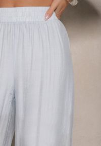 Renee - Jasnoniebieskie Spodnie Palazzo High Waist z Szeroką Nogawką i Gumką w Talii Jenarielis. Okazja: na co dzień. Stan: podwyższony. Kolor: niebieski. Styl: casual #3