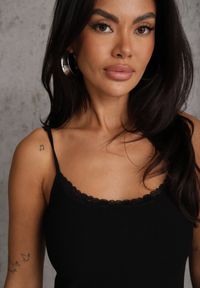 Renee - Czarny Bieliźniany Top z Bawełny z Koronką na Regulowanych Ramiączkach Beralisse. Kolor: czarny. Materiał: bawełna, koronka. Długość rękawa: na ramiączkach. Wzór: koronka. Sezon: zima, wiosna, lato #8