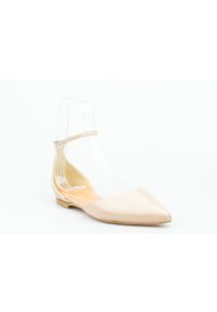 Inna - Baleriny sandały skórzane lakierowane beżowe Victoria Gotti. Kolor: beżowy. Materiał: lakier, skóra. Styl: elegancki #6