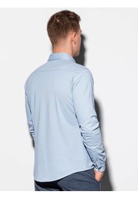 Ombre Clothing - Koszula męska z długim rękawem K540 - niebieska - XL. Kolor: niebieski. Materiał: tkanina, materiał, bawełna. Długość rękawa: długi rękaw. Długość: długie