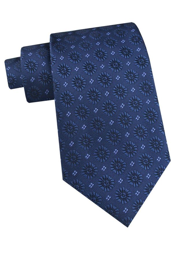 Krawat Męski - Angelo di Monti - Granat w Duże Grochy. Kolor: niebieski. Materiał: tkanina. Wzór: grochy. Styl: elegancki, wizytowy