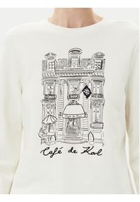 Karl Lagerfeld - KARL LAGERFELD Bluza A2W20057 Écru Regular Fit. Typ kołnierza: dekolt w karo. Kolor: kremowy. Materiał: bawełna #5