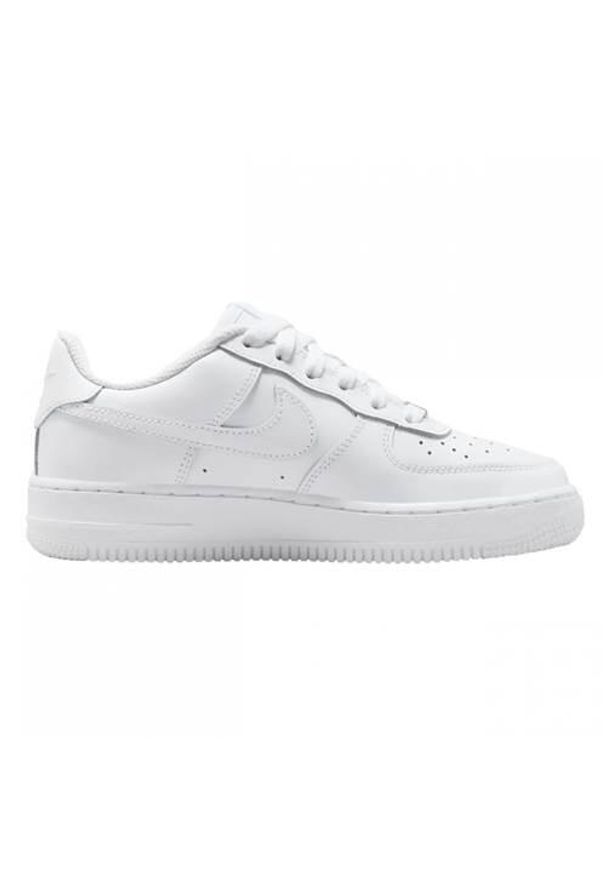 Buty do chodzenia dla dzieci Nike Air Force 1 Le (gs). Zapięcie: sznurówki. Kolor: biały. Materiał: tkanina, materiał, skóra, syntetyk. Szerokość cholewki: normalna. Model: Nike Air Force. Sport: turystyka piesza