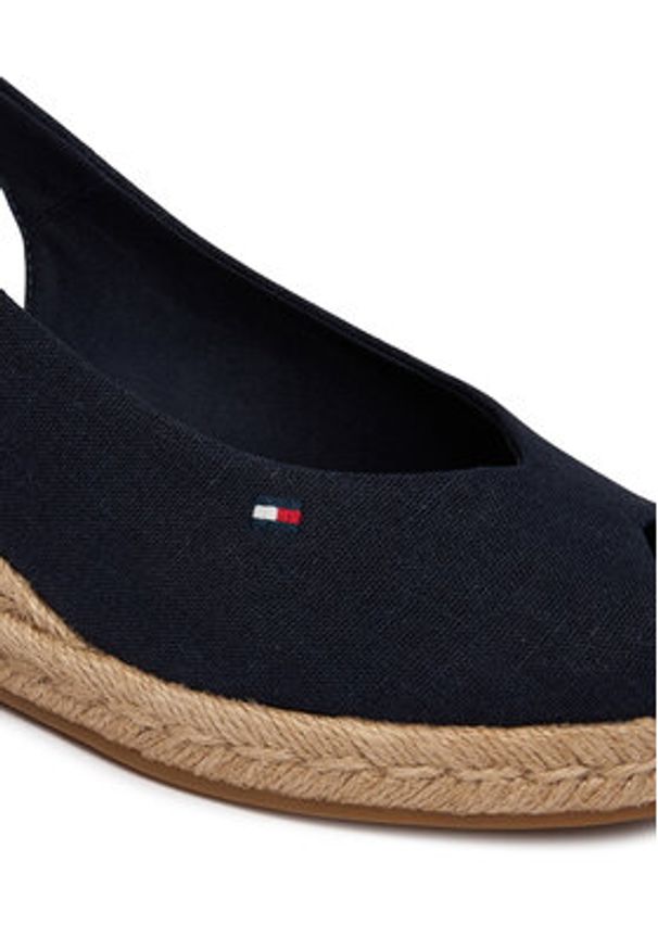TOMMY HILFIGER - Tommy Hilfiger Espadryle Mid Wedge Espad Slingback FW0FW09228 Granatowy. Kolor: niebieski. Materiał: materiał