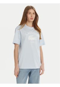 Lacoste T-Shirt TH2733 Błękitny Regular Fit. Kolor: niebieski. Materiał: bawełna