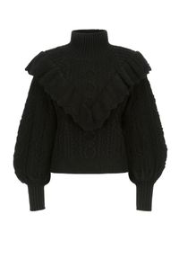 Ochnik - Czarny sweter z półgolfem damski. Kolor: czarny. Materiał: materiał. Wzór: ze splotem #5