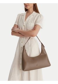 Calvin Klein Torebka Emblem Hw Lthr Shoulder Bag LV04F3262G Beżowy. Kolor: beżowy. Materiał: skórzane #1