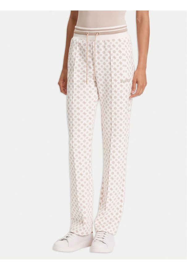 Guess Spodnie dresowe V5YB20 KB212 Écru Regular Fit. Materiał: syntetyk