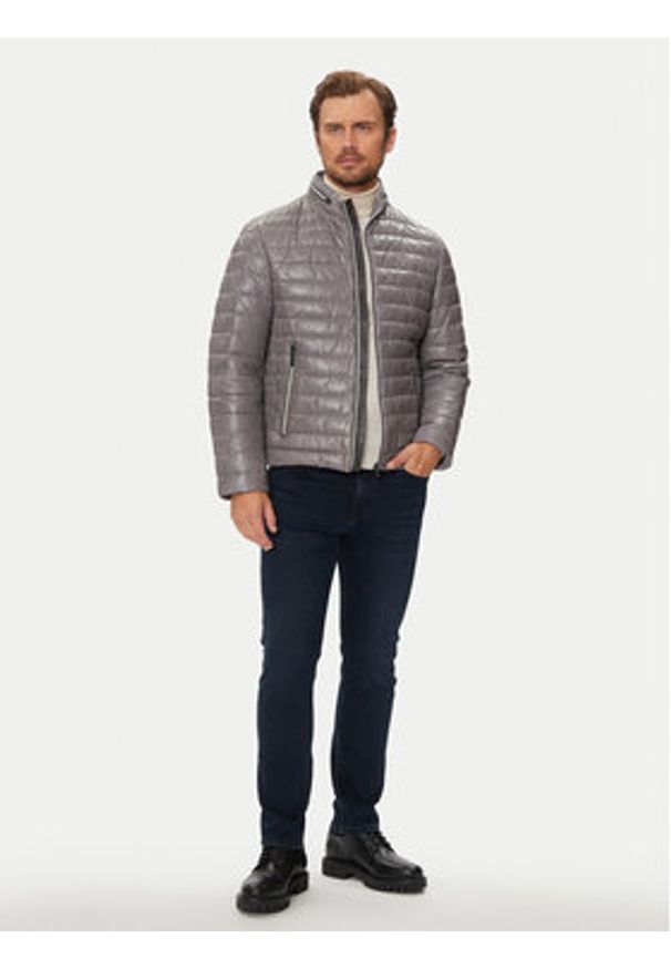 Milestone Kurtka skórzana Cortino 431019 60515 Szary Regular Fit. Kolor: szary. Materiał: skóra