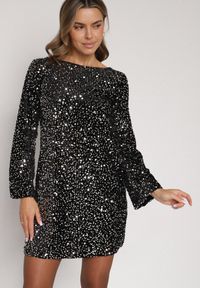 Born2be - Srebrna Cekinowa Sukienka z Odkrytymi Plecami i Wiązaniem Diadina. Kolor: srebrny. Materiał: wiskoza, elastan, futro. Wzór: aplikacja. Styl: wizytowy, elegancki #4