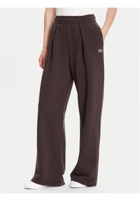 Lacoste Spodnie palazzo XF5248 Brązowy Wide Leg. Kolor: brązowy. Materiał: bawełna