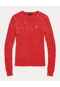 Ralph Lauren - RALPH LAUREN - Czerwony sweter Straight Fit. Typ kołnierza: polo. Kolor: czerwony. Długość rękawa: długi rękaw. Długość: długie #4