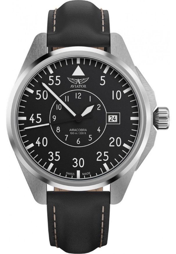AVIATOR - Zegarek Aviator Zegarek męski Aviator V.3.39.0.340.4 czarny. Kolor: czarny