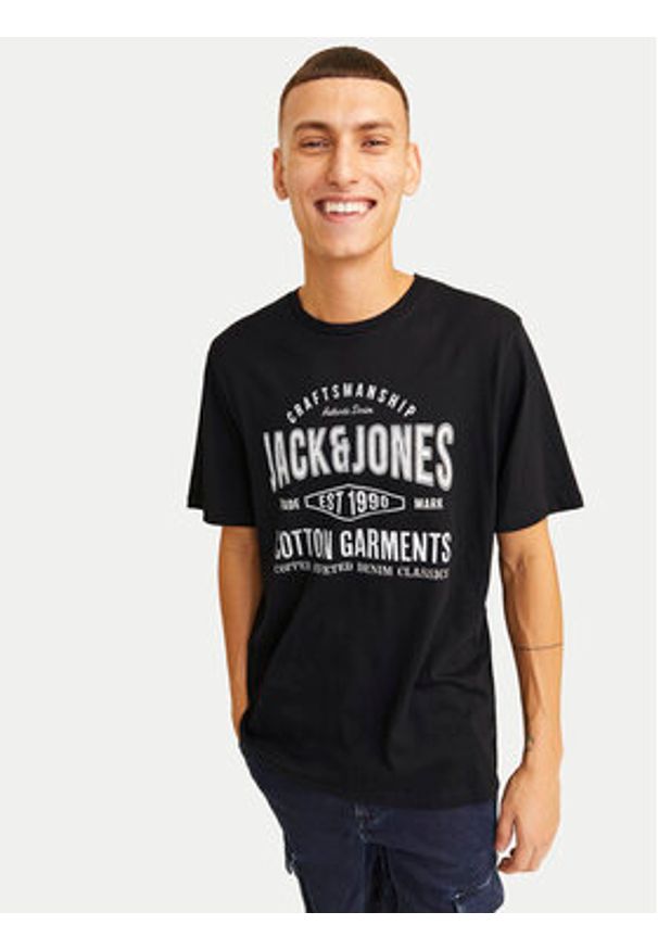Jack & Jones - Jack&Jones T-Shirt Jeans 12256779 Czarny Standard Fit. Kolor: czarny. Materiał: bawełna