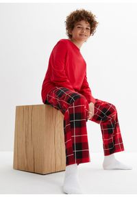 bonprix - Piżama z czystej bawełny organicznej (3 części). Kolor: czerwony. Materiał: bawełna #1