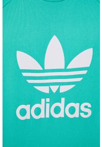 adidas Originals bluza bawełniana Adicolor HE9491 męska kolor zielony z nadrukiem. Kolor: zielony. Materiał: bawełna. Długość rękawa: raglanowy rękaw. Wzór: nadruk #5