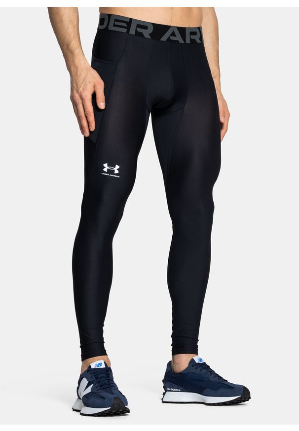 Legginsy treningowe męskie czarne Under Armour HeatGear Armour. Kolor: czarny. Sport: fitness