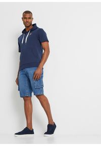 bonprix - Bluza z kapturem, krótki rękaw. Typ kołnierza: kaptur. Kolor: niebieski. Materiał: dresówka. Długość rękawa: krótki rękaw. Długość: krótkie #2