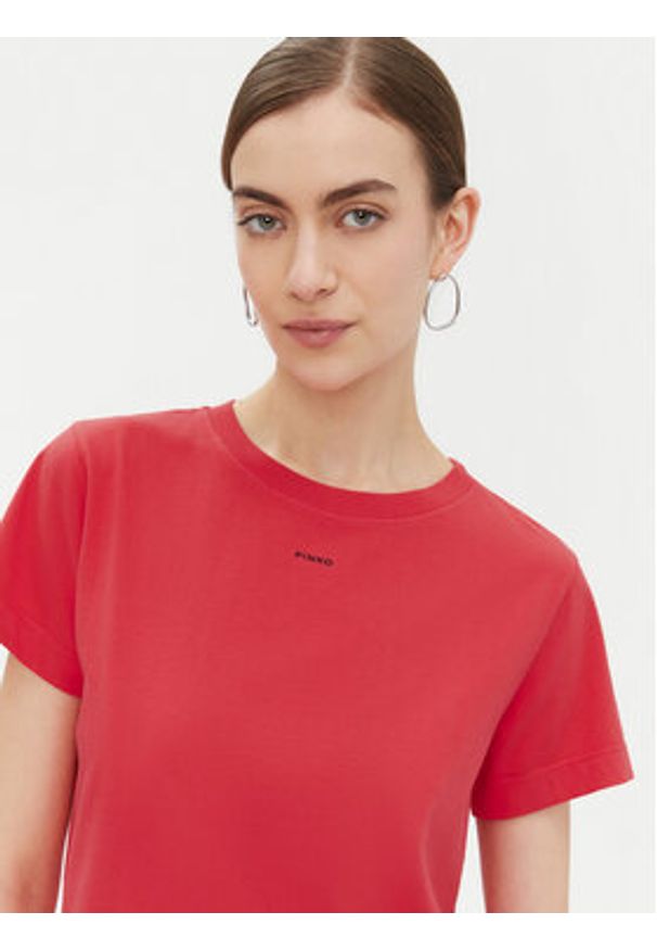 Pinko - PINKO T-Shirt 100373 A228 Czerwony Regular Fit. Kolor: czerwony. Materiał: bawełna