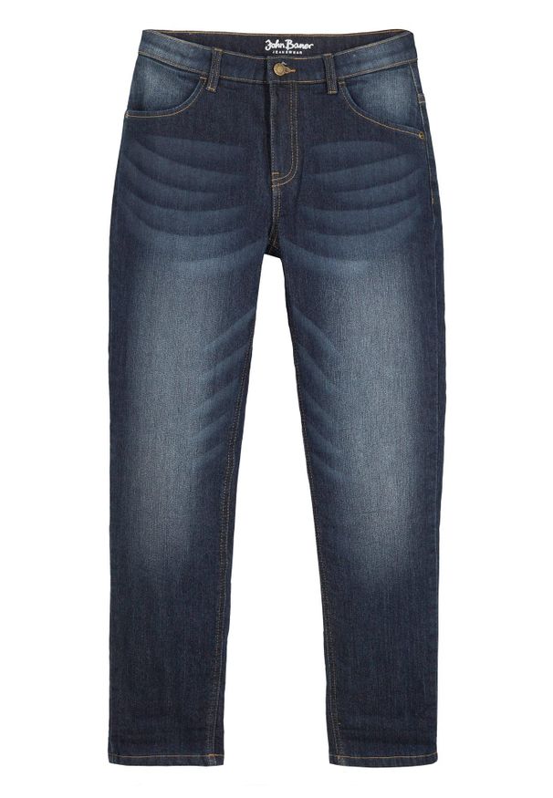 bonprix - Termiczne dżinsy chłopięce na podszewce z polaru, z prostymi nogawkami, slim fit. Kolor: niebieski