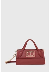 TwinSet - Twinset torebka skórzana kolor bordowy. Kolor: czerwony. Materiał: skórzane. Rodzaj torebki: na ramię #1