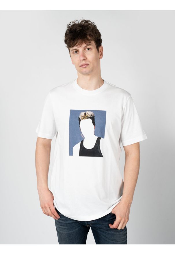 Diesel T-shirt "T-Just" | A03803-0BEAF | Mężczyzna | Biały. Okazja: na co dzień. Kolor: biały. Materiał: bawełna. Wzór: nadruk. Styl: casual, klasyczny