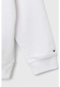TOMMY HILFIGER - Tommy Hilfiger bluza dziecięca kolor biały z kapturem. Typ kołnierza: kaptur. Kolor: biały. Materiał: bawełna. Wzór: aplikacja #3
