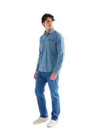 Wrangler - MĘSKA KOSZULA JEANSOWA WRANGLER WESTERN SHIRT LAKE 112378474. Materiał: jeans #4