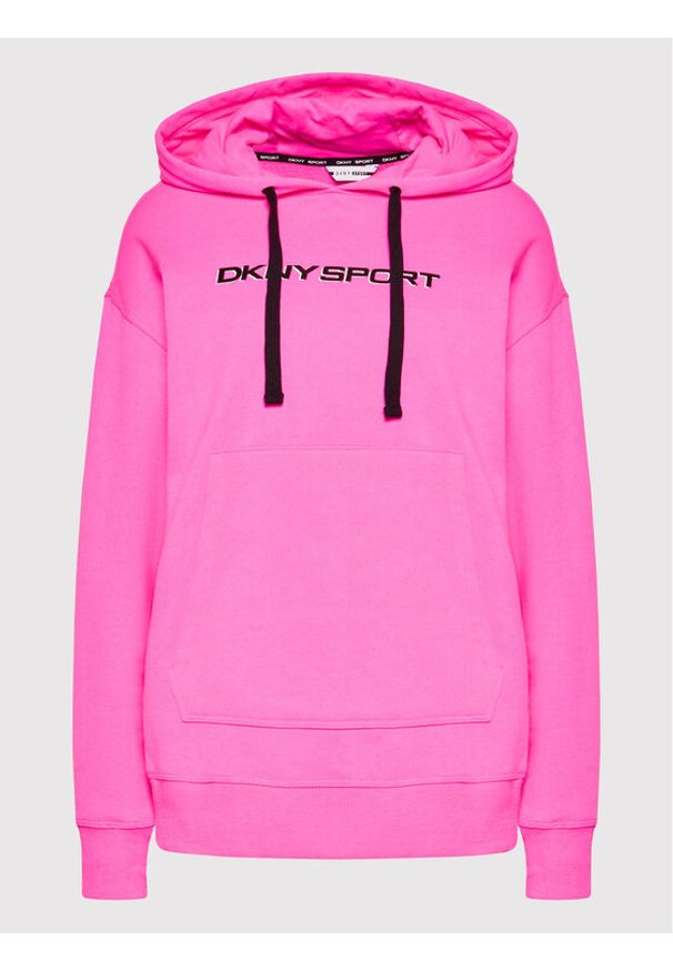 DKNY Sport Bluza DPPT8774 Różowy Oversize. Kolor: różowy. Materiał: bawełna. Styl: sportowy