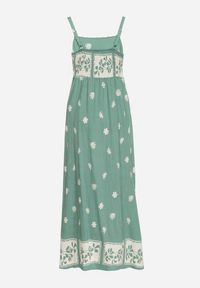 Born2be - Zielona Wiskozowa Sukienka z Geometrycznym Wzorem Lenirisa. Okazja: na co dzień. Kolor: zielony. Materiał: wiskoza. Długość rękawa: na ramiączkach. Wzór: geometria. Typ sukienki: proste. Styl: klasyczny, casual, elegancki #5