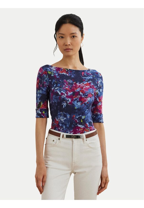 Lauren Ralph Lauren - LAUREN RALPH LAUREN Bluzka 200971065001 Granatowy Slim Fit. Kolor: niebieski. Materiał: bawełna