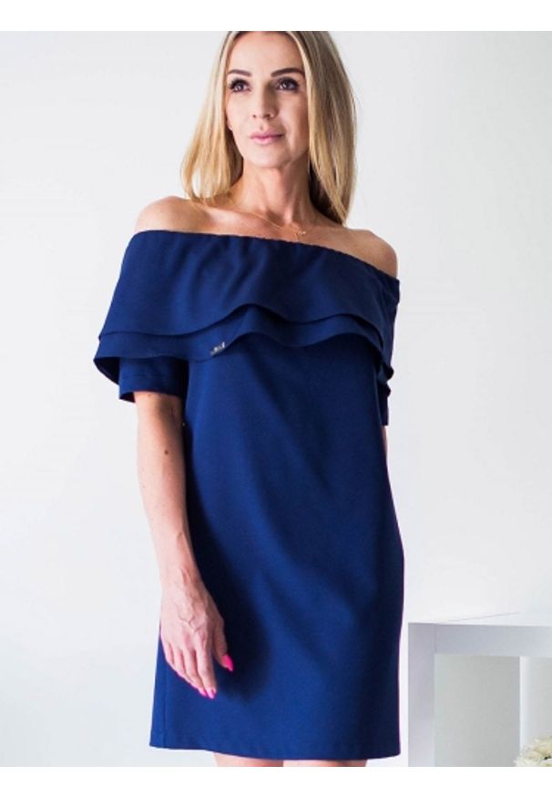 Sukienka Model Sandra Navy - Jersa. Materiał: elastan. Długość rękawa: krótki rękaw
