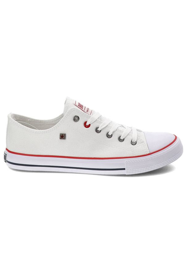 Big-Star - Białe Trampki Męskie Big Star Modne Obuwie. Okazja: na co dzień. Kolor: biały. Materiał: materiał. Szerokość cholewki: normalna. Styl: casual