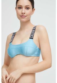 Calvin Klein biustonosz kąpielowy kolor niebieski miękka miseczka. Kolor: niebieski. Materiał: dzianina, poliamid #2