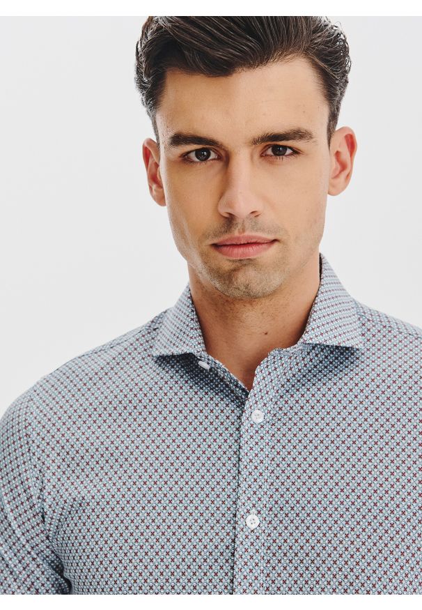 Pako Lorente - PAKO LORENTE - Koszula męska we wzór geometryczny. Materiał: elastan, bawełna. Długość rękawa: długi rękaw. Długość: długie. Wzór: geometria