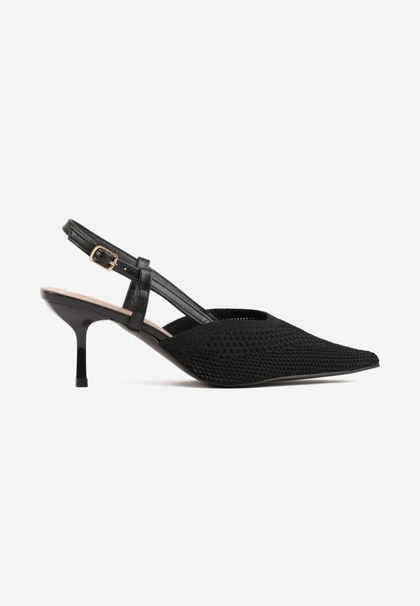 Renee - Czarne Ażurowe Sandały na Szpilce Slingback Erilise. Zapięcie: sprzączka. Kolor: czarny. Wzór: ażurowy. Obcas: na szpilce. Styl: elegancki