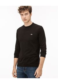 Lacoste - LACOSTE - Czarna koszulka z długim rękawem Regular Fit. Okazja: na co dzień. Kolor: czarny. Materiał: jeans, bawełna. Długość rękawa: długi rękaw. Długość: długie. Wzór: haft. Styl: klasyczny, casual #3