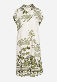 Born2be - Zielona Koszulowa Sukienka Oversize z Wiskozą Folassa. Okazja: na co dzień. Typ kołnierza: kołnierzyk klasyczny. Kolor: zielony. Materiał: wiskoza. Długość rękawa: krótki rękaw. Typ sukienki: oversize, koszulowe. Styl: elegancki, casual, klasyczny #5