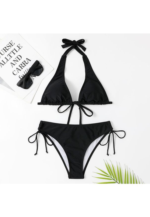 Intica - Bikini wiązane na szyję do plażowania Trien. Kolor: czarny. Materiał: materiał