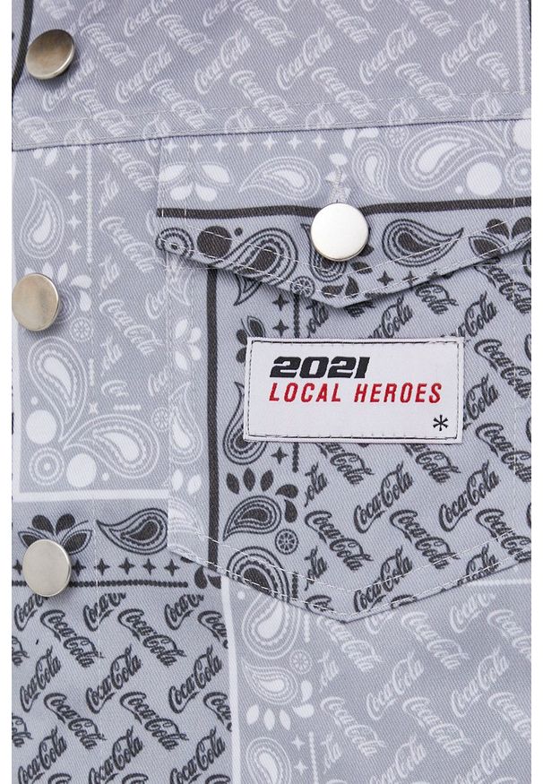 Local Heroes Kurtka x Coca Cola kolor szary przejściowa. Okazja: na co dzień. Kolor: szary. Materiał: materiał. Styl: casual