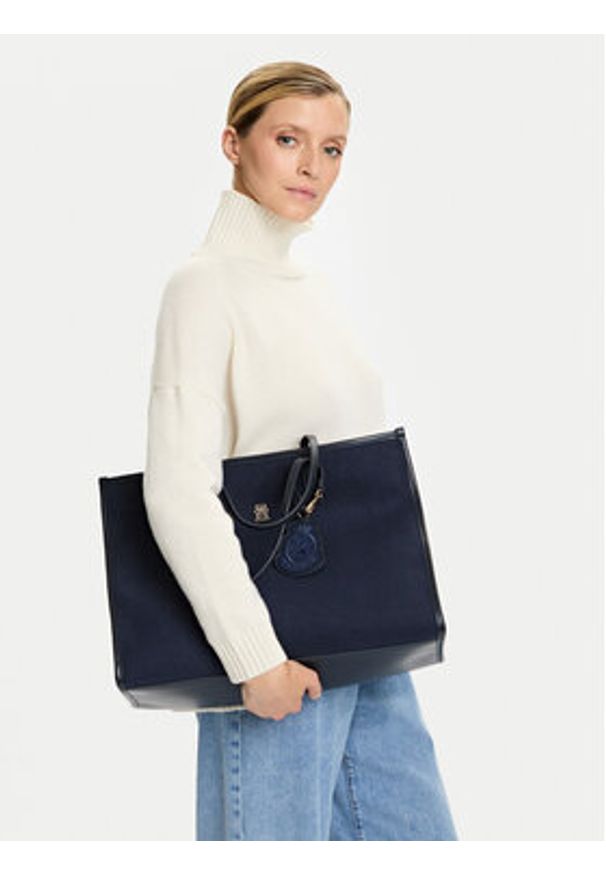 TOMMY HILFIGER - Tommy Hilfiger Torebka Th City Large Tote Melton AW0AW18215 Granatowy. Kolor: niebieski