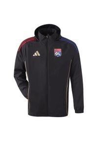 Adidas - Kurtka dresowa zewnętrzna OL 2025/26. Kolor: czarny. Materiał: dresówka. Sport: piłka nożna #1