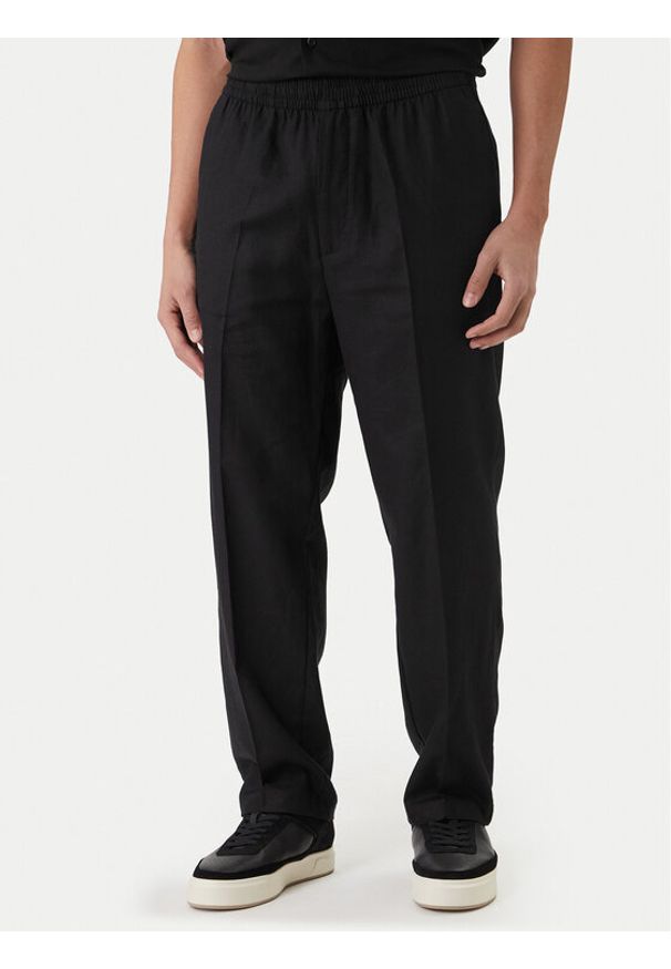 Calvin Klein Spodnie materiałowe LV04LF619G Czarny Straight Fit. Kolor: czarny. Materiał: bawełna