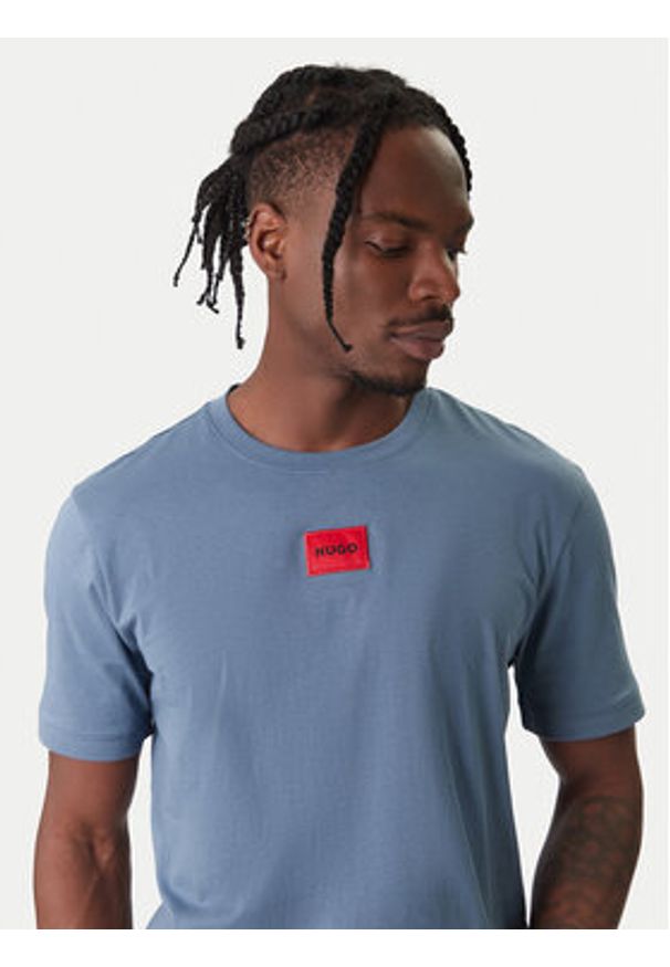 Hugo - HUGO T-Shirt Diragolino 50447978 Niebieski Regular Fit. Kolor: niebieski. Materiał: bawełna