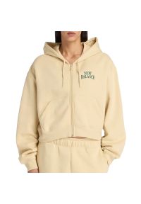 Bluza damska New Balance WJ61W2EEABC - żółta. Okazja: na co dzień. Kolor: żółty. Materiał: materiał, bawełna, dresówka, poliester. Wzór: ze splotem. Styl: casual, klasyczny #1