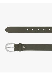 Ryłko - Oliwkowy pasek ze skóry licowej. Kolor: oliwkowy. Materiał: skóra #1