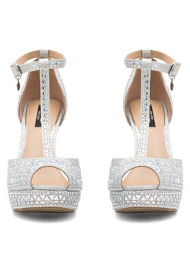 Nine West Sandały NISA SY015-1NW Srebrny. Kolor: srebrny. Materiał: materiał