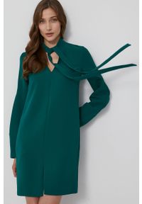 Victoria Victoria Beckham Sukienka kolor zielony mini prosta. Okazja: na co dzień. Kolor: zielony. Materiał: tkanina. Typ sukienki: proste. Styl: casual. Długość: mini #1